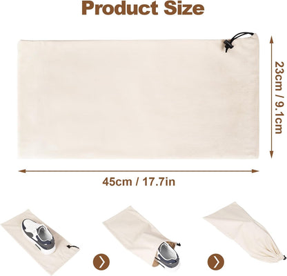10 Pcs Single Shoe Bags for Travel,18"X9"shoe travel bag for Packing Dustproof Shoe Bag storage Sneaker Travel Bags Washable & Reusable dust bags for Boots Handbags Shoes & Toys (Beige)