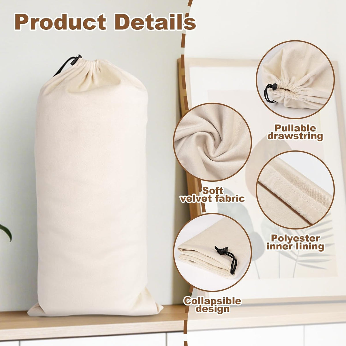 10 Pcs Single Shoe Bags for Travel,18"X9"shoe travel bag for Packing Dustproof Shoe Bag storage Sneaker Travel Bags Washable & Reusable dust bags for Boots Handbags Shoes & Toys (Beige)
