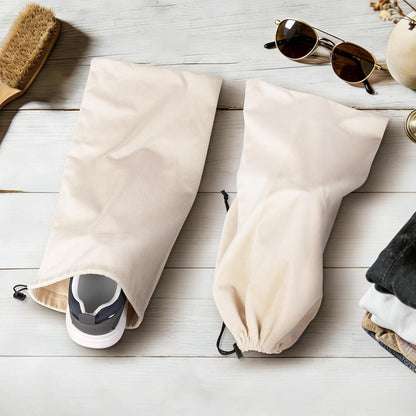 10 Pcs Single Shoe Bags for Travel,18"X9"shoe travel bag for Packing Dustproof Shoe Bag storage Sneaker Travel Bags Washable & Reusable dust bags for Boots Handbags Shoes & Toys (Beige)