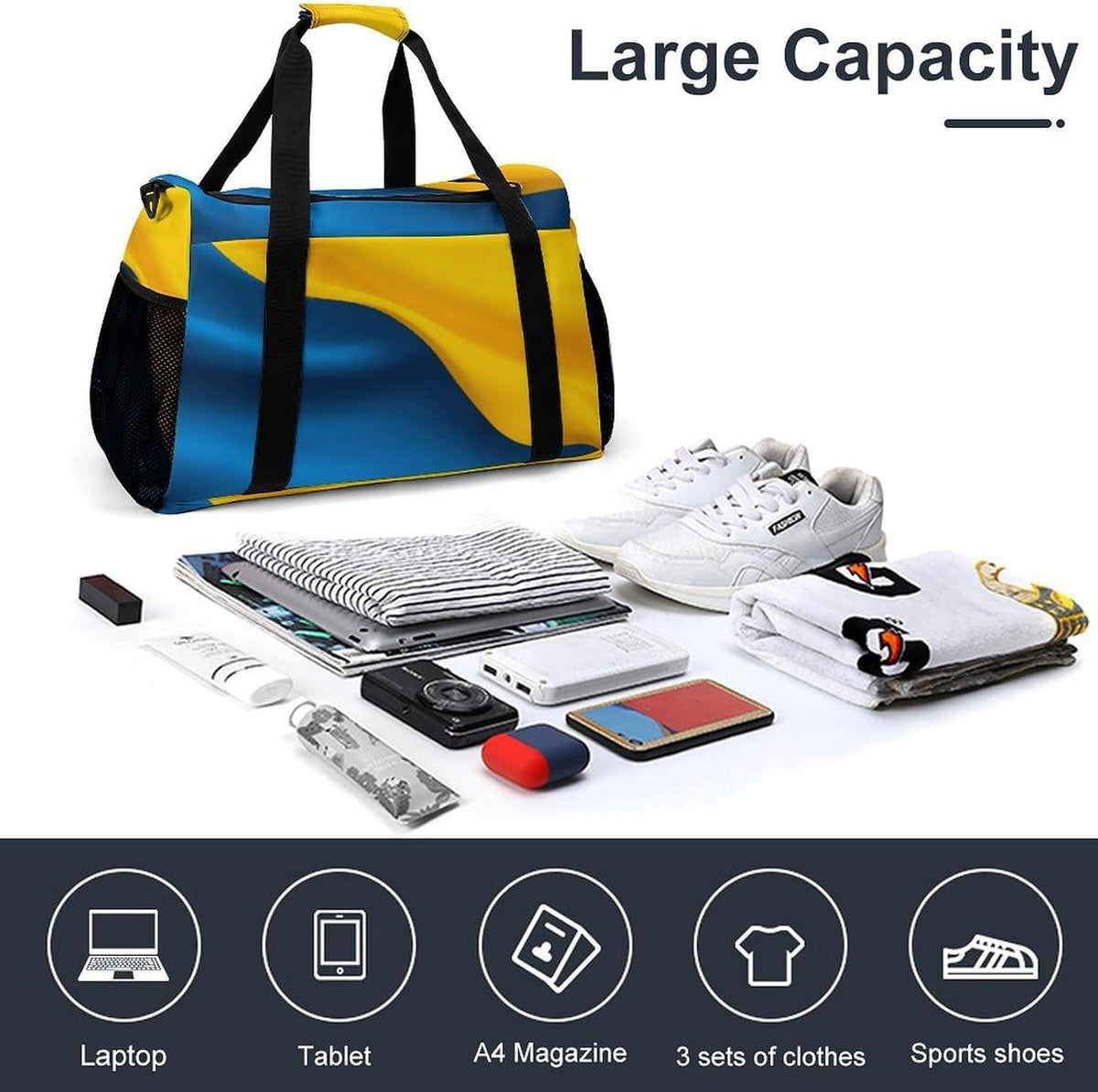 Foldable Weekender Travel Duffel Bag Lightweight Carry On Overnight Tote Bag for Women Sport Yoga