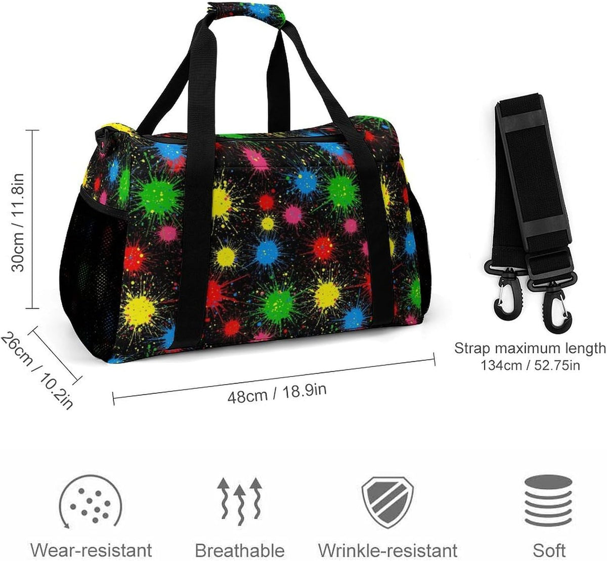 Foldable Weekender Travel Duffel Bag Lightweight Carry On Overnight Tote Bag for Women Sport Yoga