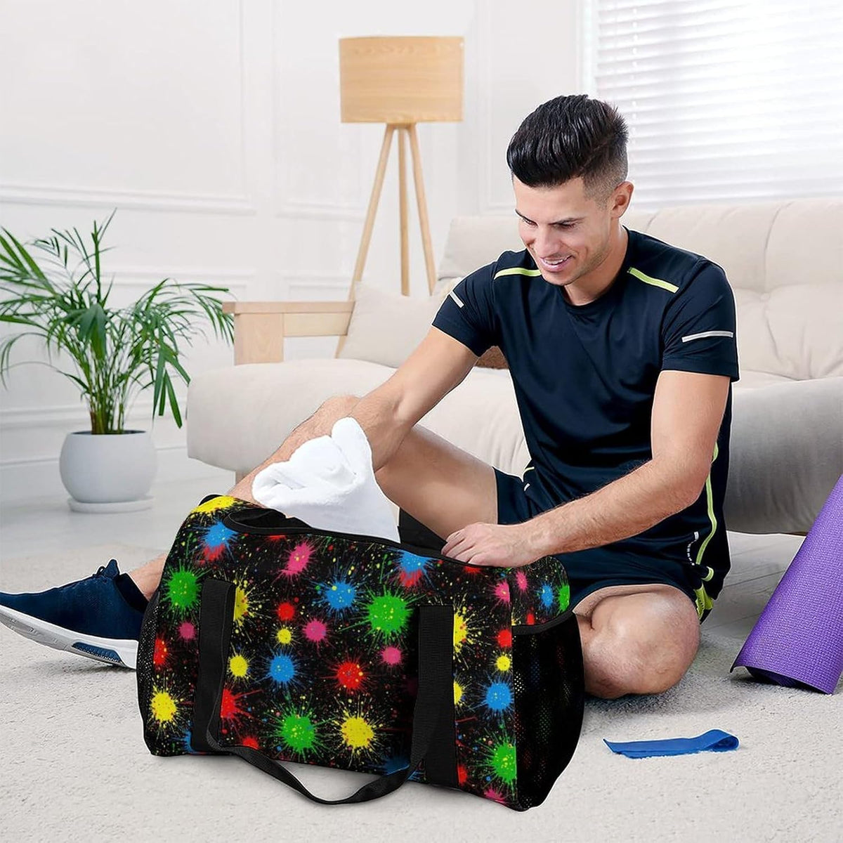 Foldable Weekender Travel Duffel Bag Lightweight Carry On Overnight Tote Bag for Women Sport Yoga
