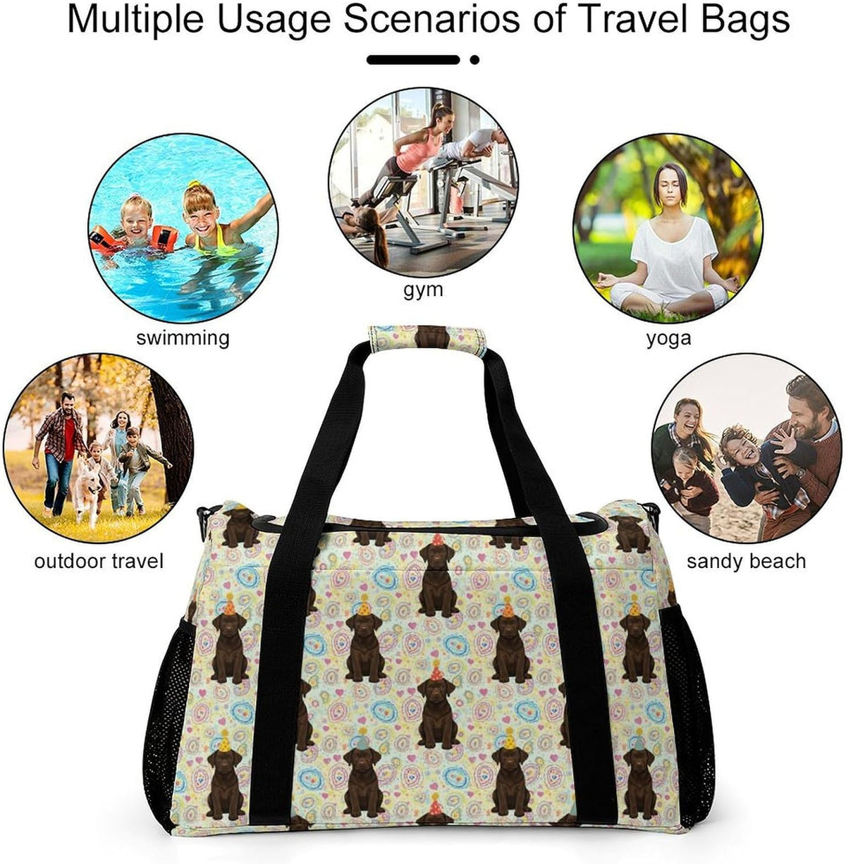 Foldable Weekender Travel Duffel Bag Lightweight Carry On Overnight Tote Bag for Women Sport Yoga