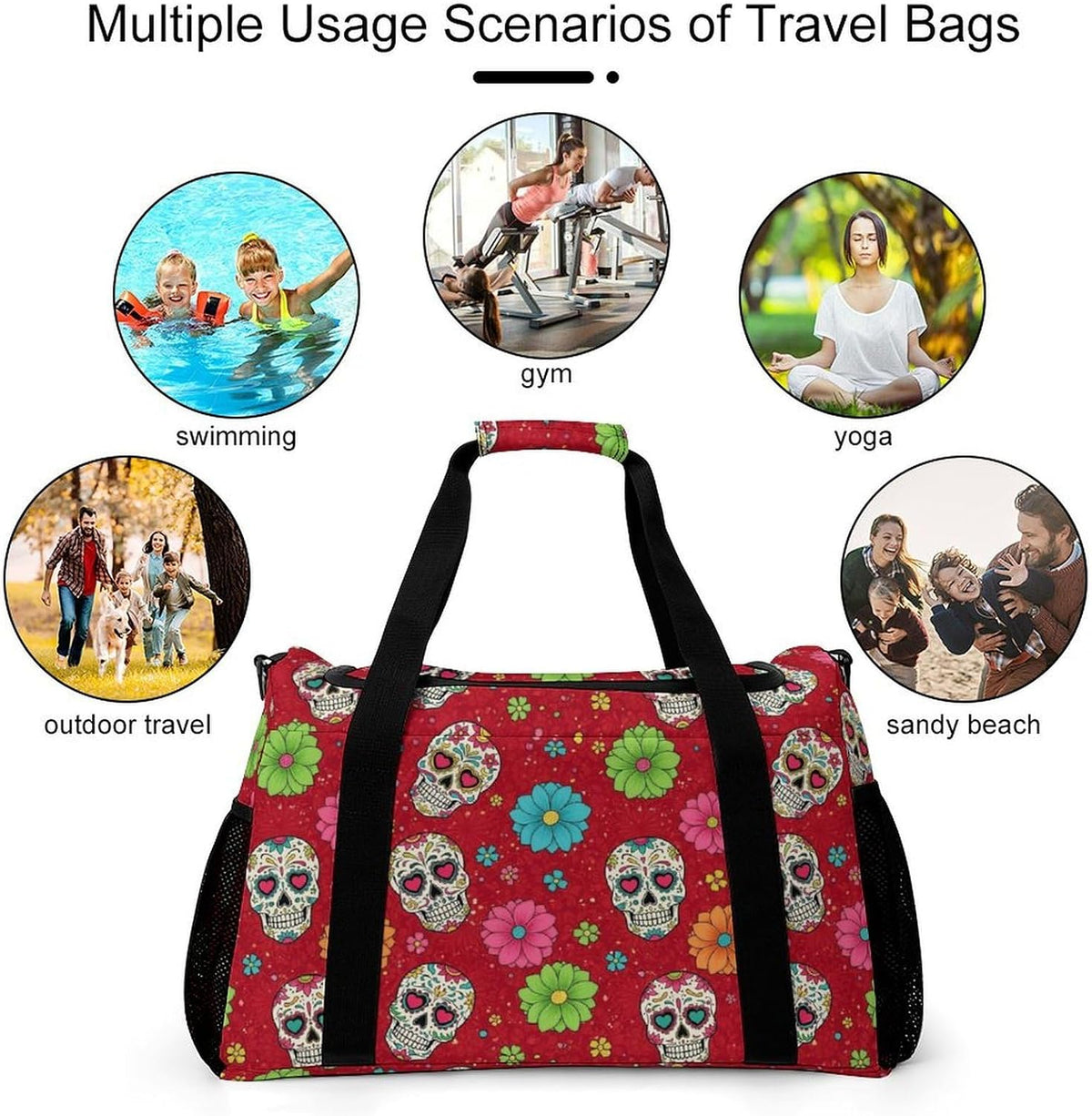 Foldable Weekender Travel Duffel Bag Lightweight Carry On Overnight Tote Bag for Women Sport Yoga