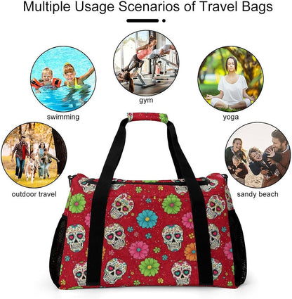Foldable Weekender Travel Duffel Bag Lightweight Carry On Overnight Tote Bag for Women Sport Yoga