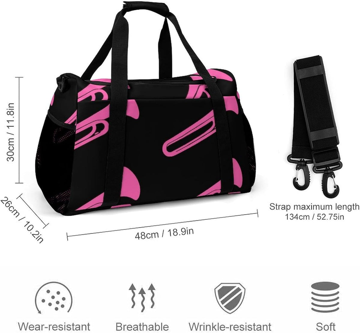 Foldable Weekender Travel Duffel Bag Lightweight Carry On Overnight Tote Bag for Women Sport Yoga