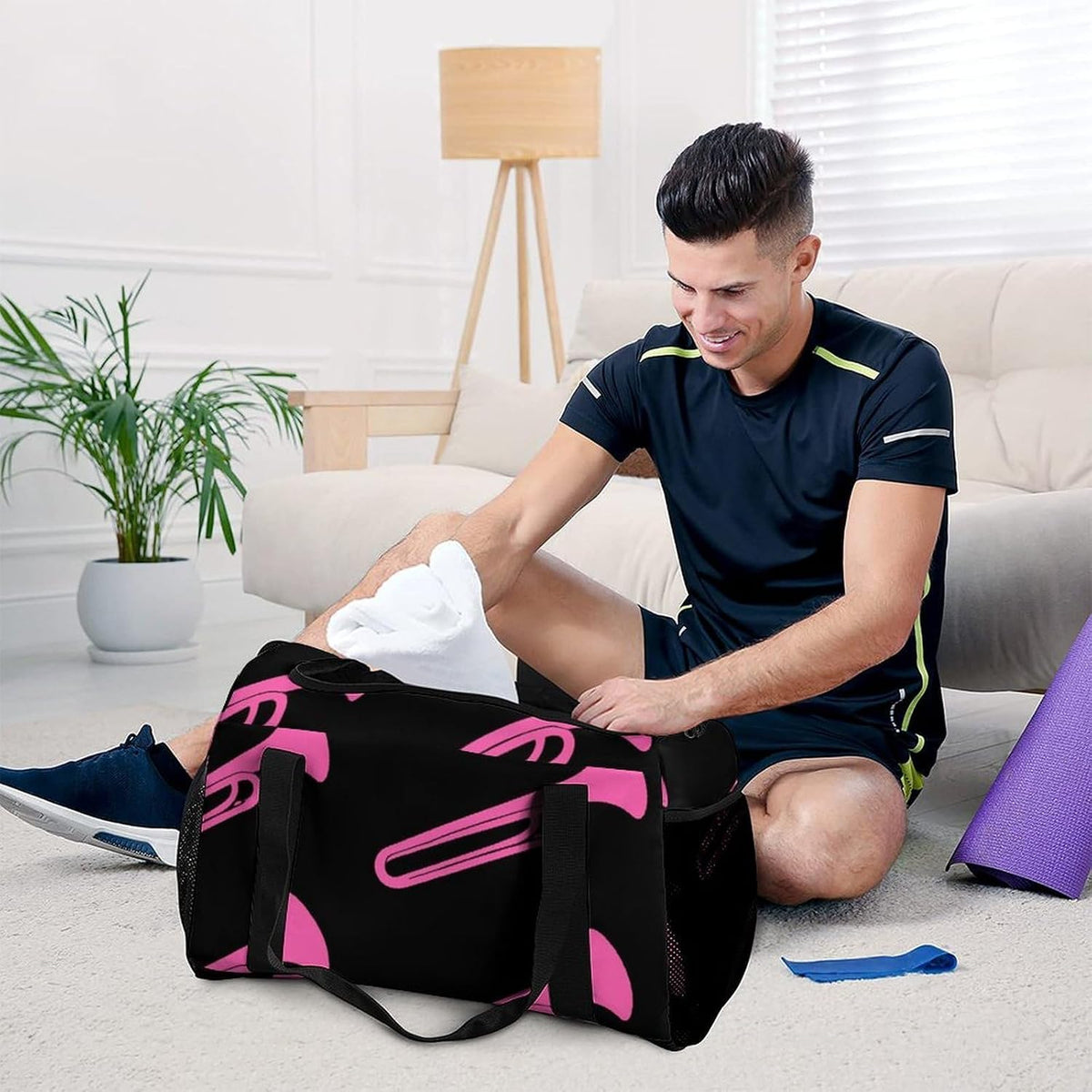 Foldable Weekender Travel Duffel Bag Lightweight Carry On Overnight Tote Bag for Women Sport Yoga