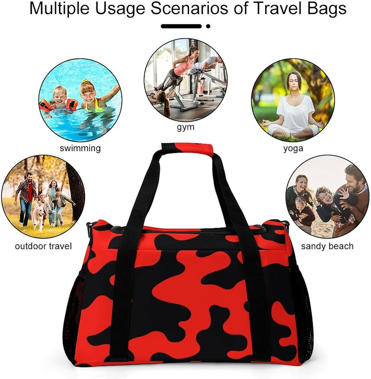 Foldable Weekender Travel Duffel Bag Lightweight Carry On Overnight Tote Bag for Women Sport Yoga