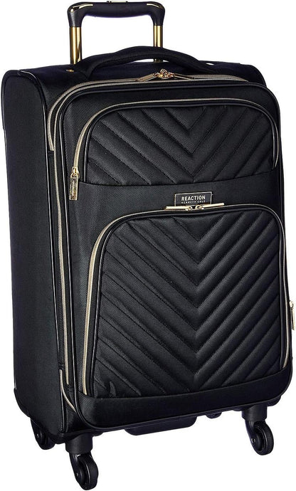 REACTION Chelsea Chevron Quilted Luggage, Black, Underseater, 17-Inch Carry On