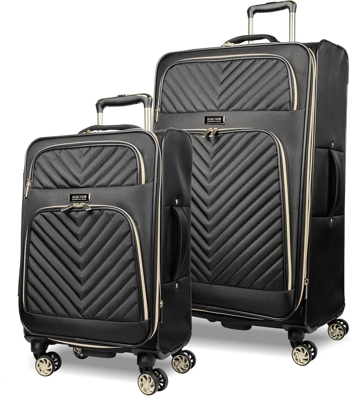 REACTION Chelsea Chevron Quilted Luggage, Black, Underseater, 17-Inch Carry On