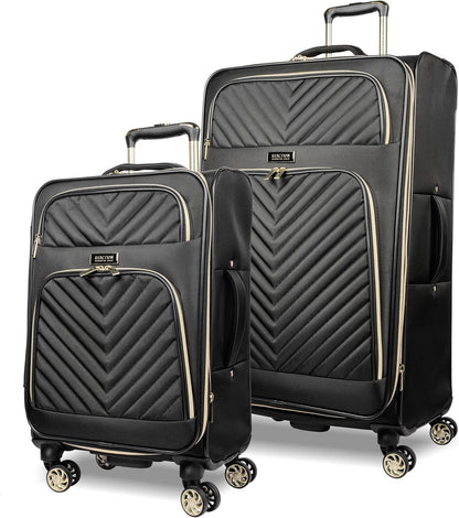 REACTION Chelsea Chevron Quilted Luggage, Black, Underseater, 17-Inch Carry On