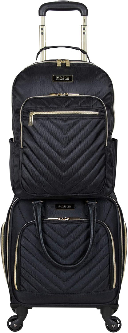 REACTION Chelsea Chevron Quilted Luggage, Black, Underseater, 17-Inch Carry On