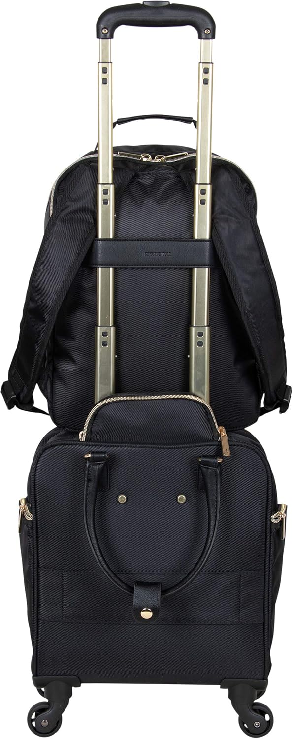 REACTION Chelsea Chevron Quilted Luggage, Black, Underseater, 17-Inch Carry On
