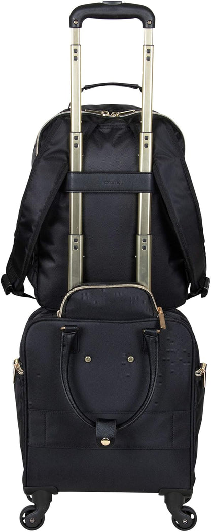 REACTION Chelsea Chevron Quilted Luggage, Black, Underseater, 17-Inch Carry On