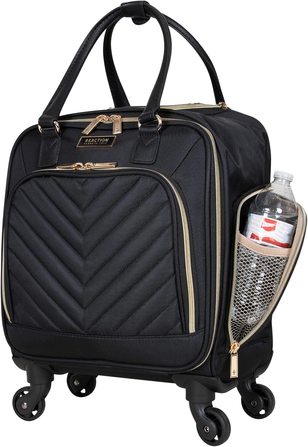 REACTION Chelsea Chevron Quilted Luggage, Black, Underseater, 17-Inch Carry On