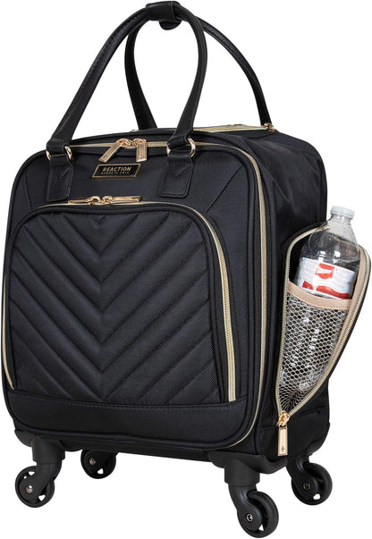 REACTION Chelsea Chevron Quilted Luggage, Black, Underseater, 17-Inch Carry On
