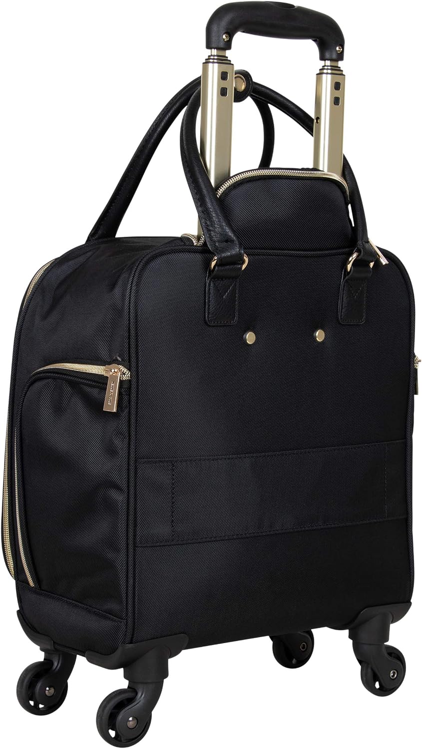 REACTION Chelsea Chevron Quilted Luggage, Black, Underseater, 17-Inch Carry On