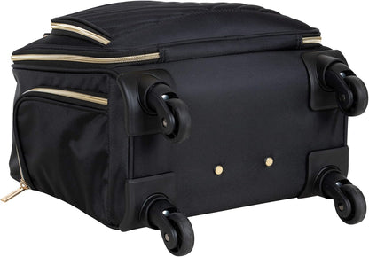 REACTION Chelsea Chevron Quilted Luggage, Black, Underseater, 17-Inch Carry On