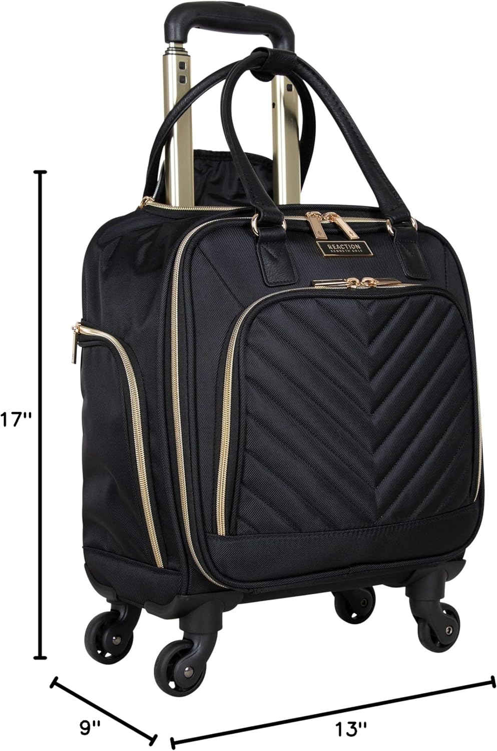 REACTION Chelsea Chevron Quilted Luggage, Black, Underseater, 17-Inch Carry On