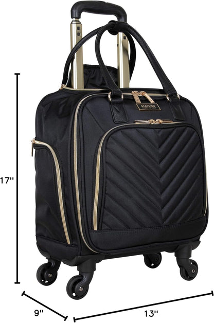REACTION Chelsea Chevron Quilted Luggage, Black, Underseater, 17-Inch Carry On