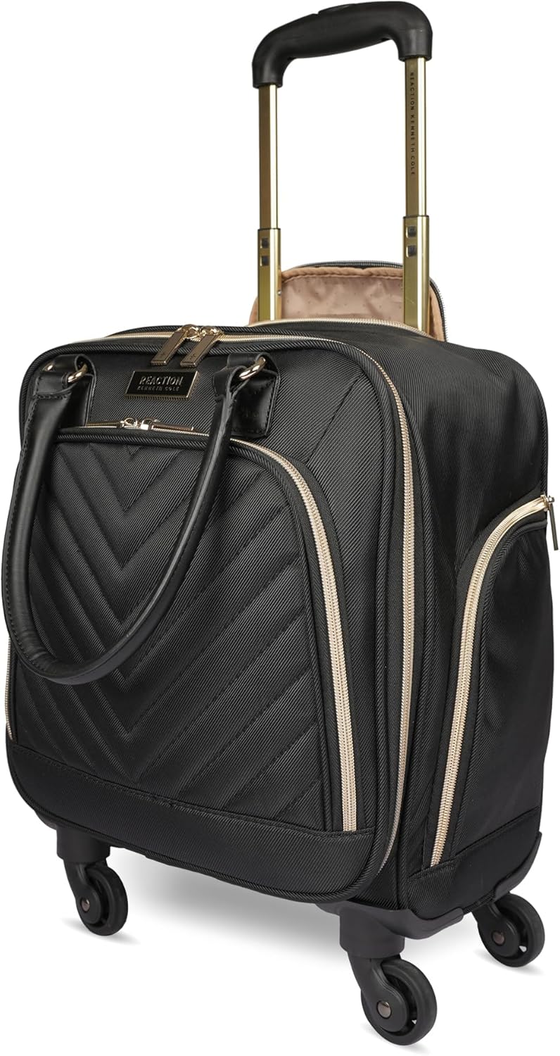 REACTION Chelsea Chevron Quilted Luggage, Black, Underseater, 17-Inch Carry On