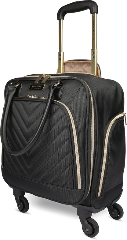 REACTION Chelsea Chevron Quilted Luggage, Black, Underseater, 17-Inch Carry On