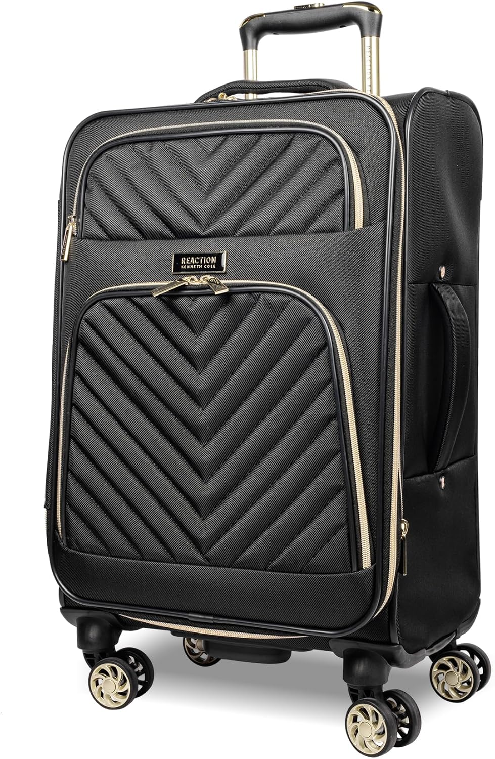REACTION Chelsea Chevron Quilted Luggage, Black, Underseater, 17-Inch Carry On