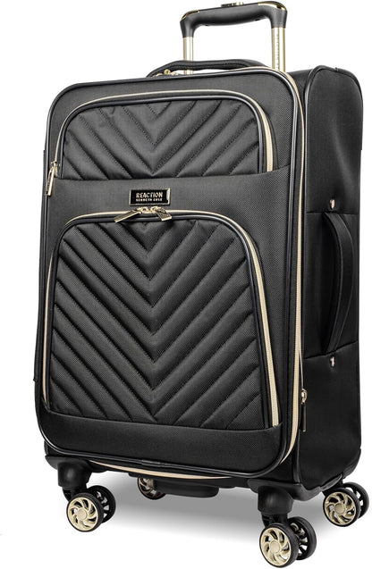 REACTION Chelsea Chevron Quilted Luggage, Black, Underseater, 17-Inch Carry On