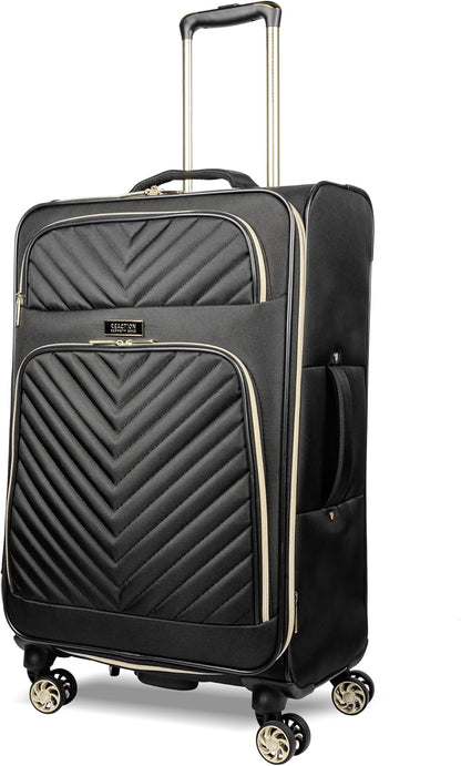 REACTION Chelsea Chevron Quilted Luggage, Black, Underseater, 17-Inch Carry On