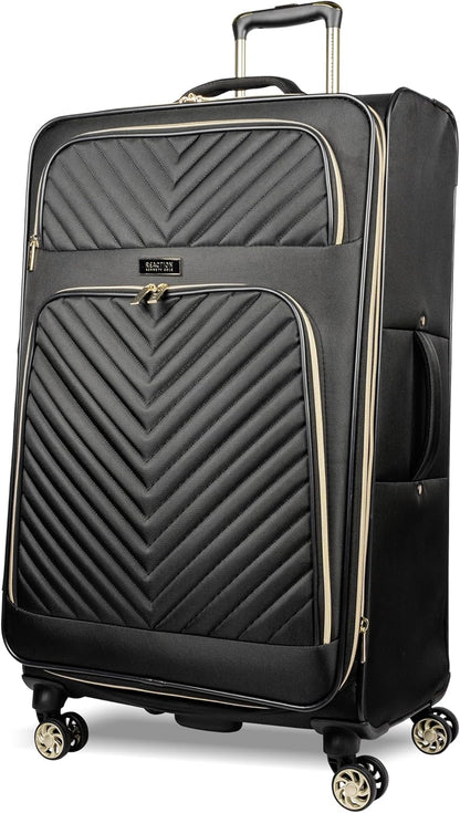 REACTION Chelsea Chevron Quilted Luggage, Black, Underseater, 17-Inch Carry On