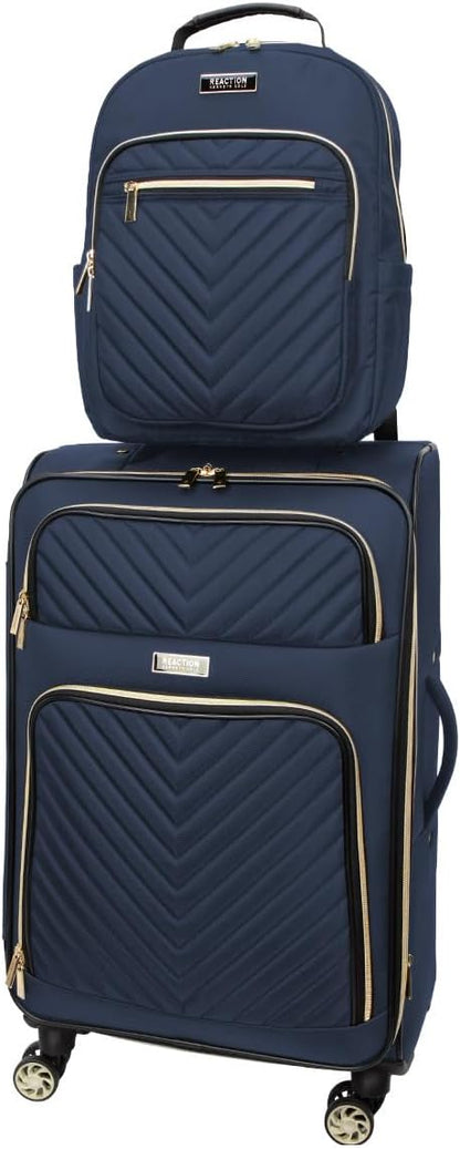 REACTION Chelsea Chevron Quilted Luggage, Black, Underseater, 17-Inch Carry On