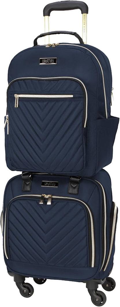 REACTION Chelsea Chevron Quilted Luggage, Black, Underseater, 17-Inch Carry On