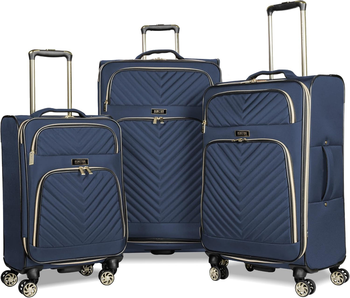 REACTION Chelsea Chevron Quilted Luggage, Black, Underseater, 17-Inch Carry On