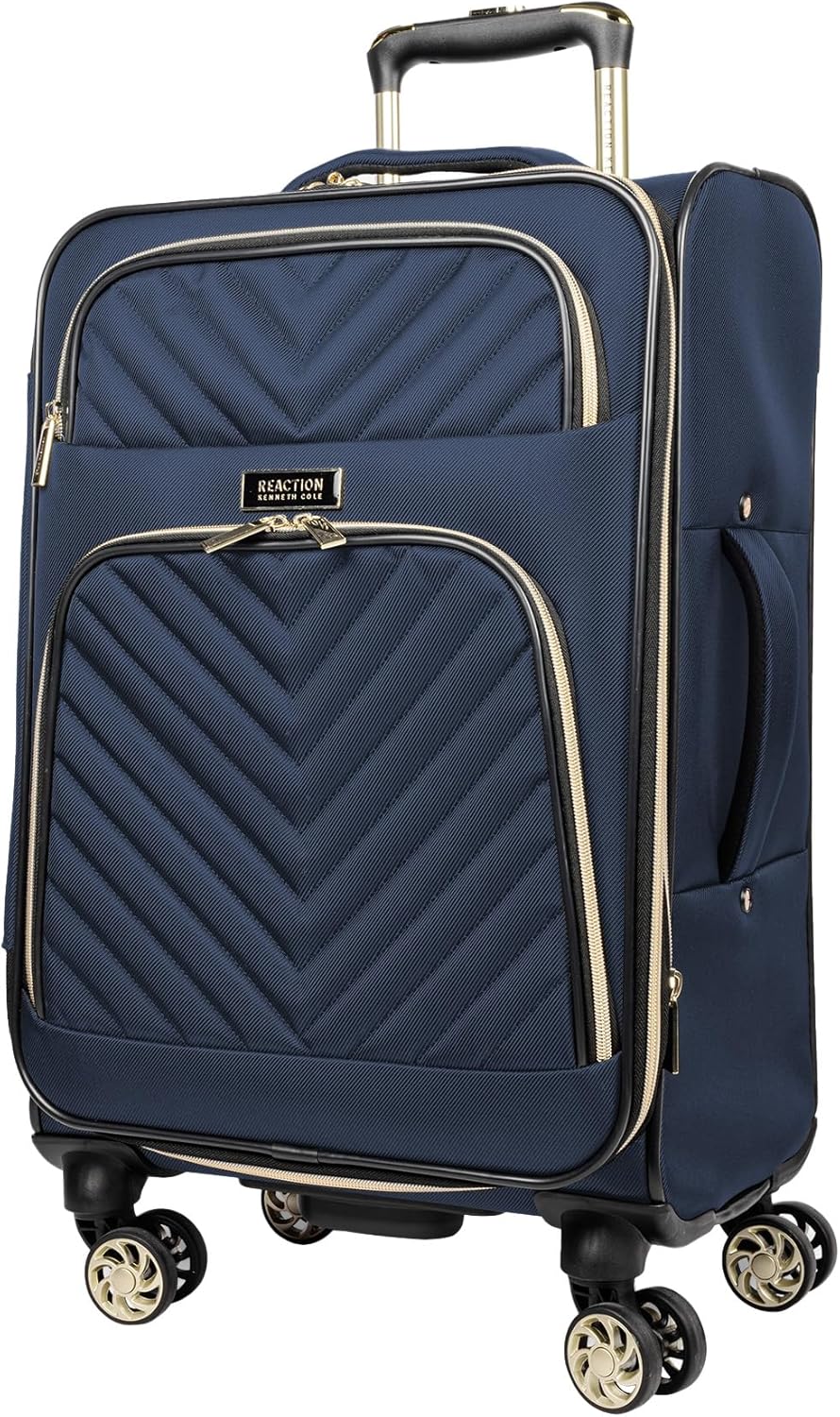 REACTION Chelsea Chevron Quilted Luggage, Black, Underseater, 17-Inch Carry On