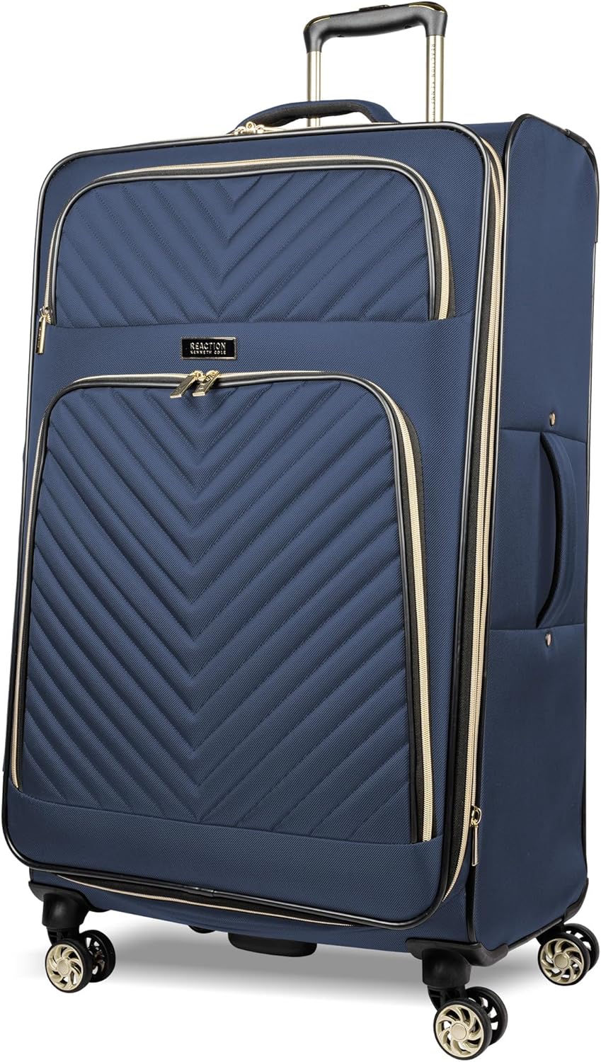 REACTION Chelsea Chevron Quilted Luggage, Black, Underseater, 17-Inch Carry On