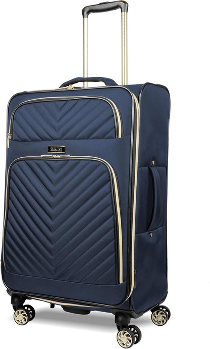 REACTION Chelsea Chevron Quilted Luggage, Black, Underseater, 17-Inch Carry On