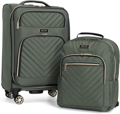 REACTION Chelsea Chevron Quilted Luggage, Black, Underseater, 17-Inch Carry On