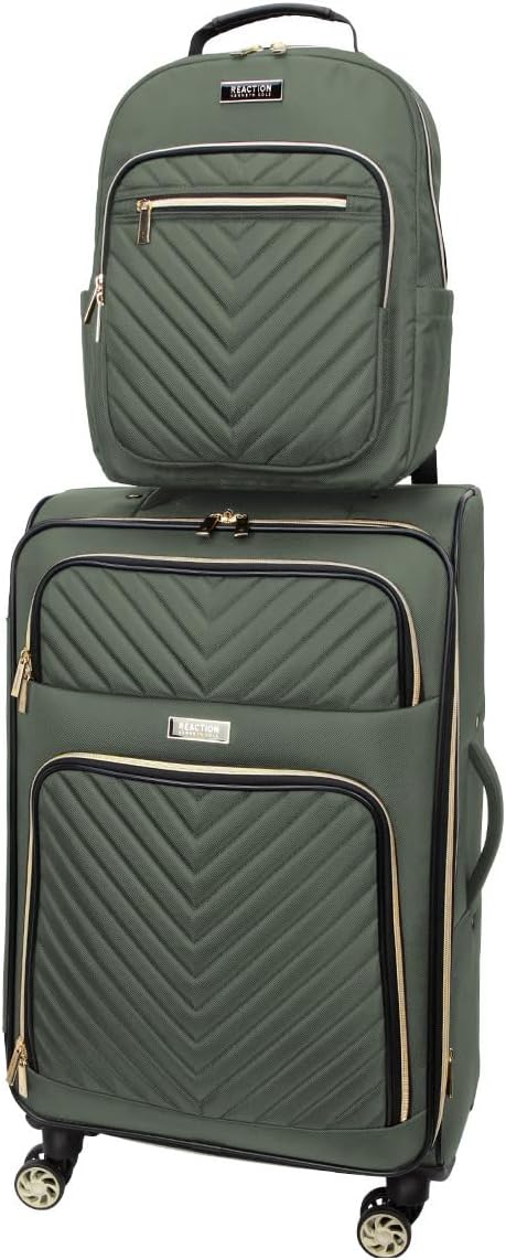 REACTION Chelsea Chevron Quilted Luggage, Black, Underseater, 17-Inch Carry On