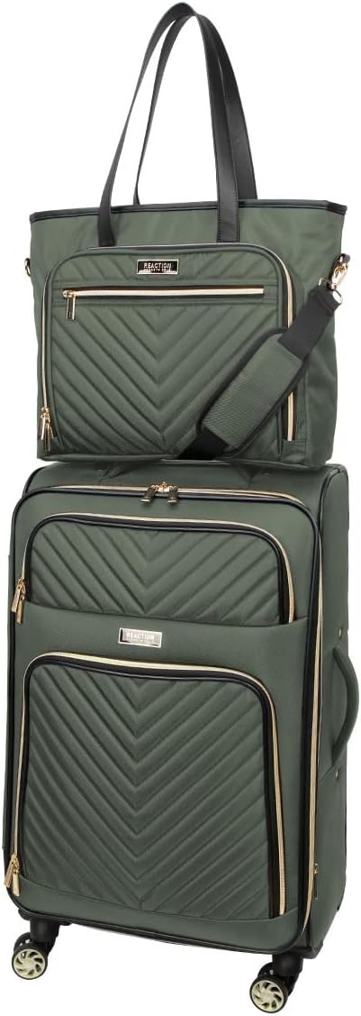 REACTION Chelsea Chevron Quilted Luggage, Black, Underseater, 17-Inch Carry On