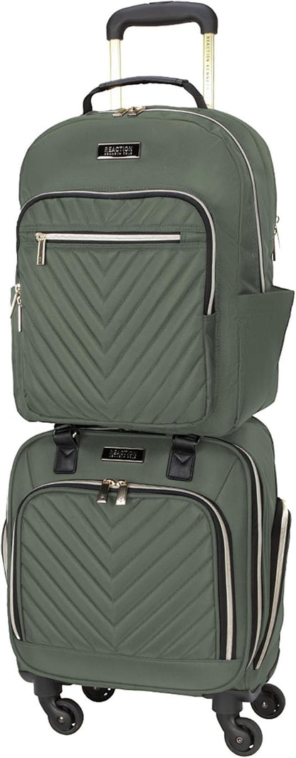 REACTION Chelsea Chevron Quilted Luggage, Black, Underseater, 17-Inch Carry On