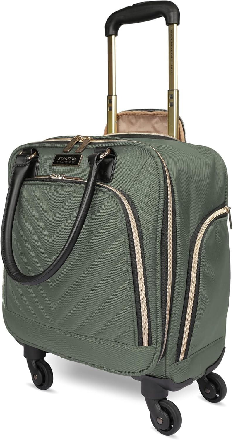 REACTION Chelsea Chevron Quilted Luggage, Black, Underseater, 17-Inch Carry On
