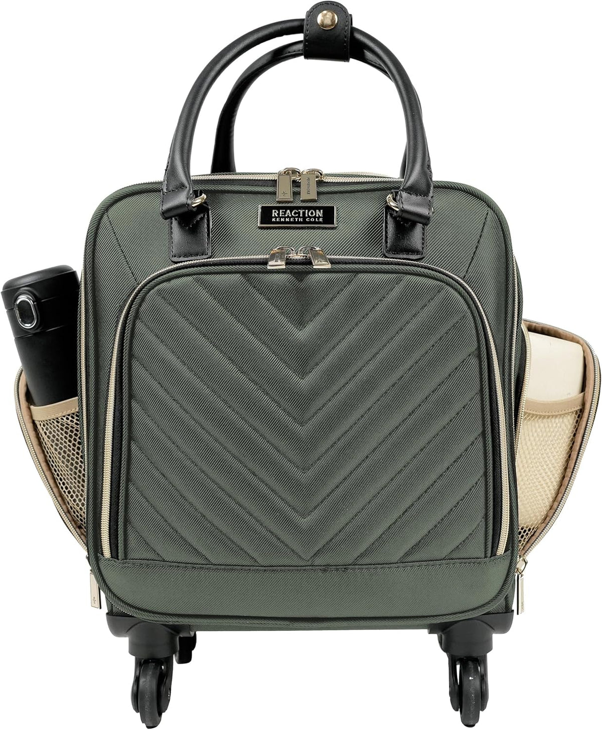 REACTION Chelsea Chevron Quilted Luggage, Black, Underseater, 17-Inch Carry On