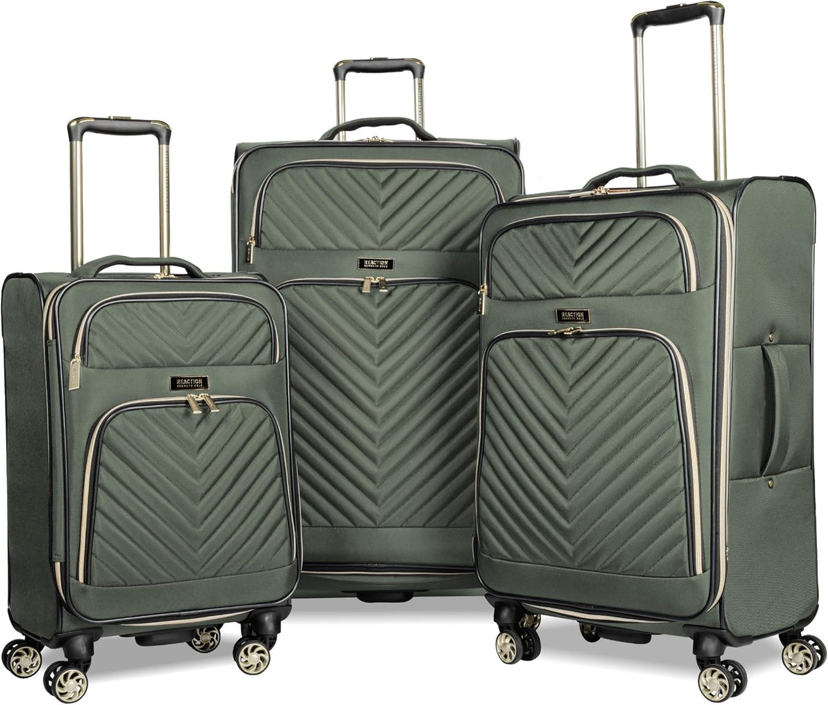 REACTION Chelsea Chevron Quilted Luggage, Black, Underseater, 17-Inch Carry On