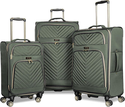 REACTION Chelsea Chevron Quilted Luggage, Black, Underseater, 17-Inch Carry On