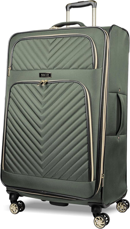 REACTION Chelsea Chevron Quilted Luggage, Black, Underseater, 17-Inch Carry On
