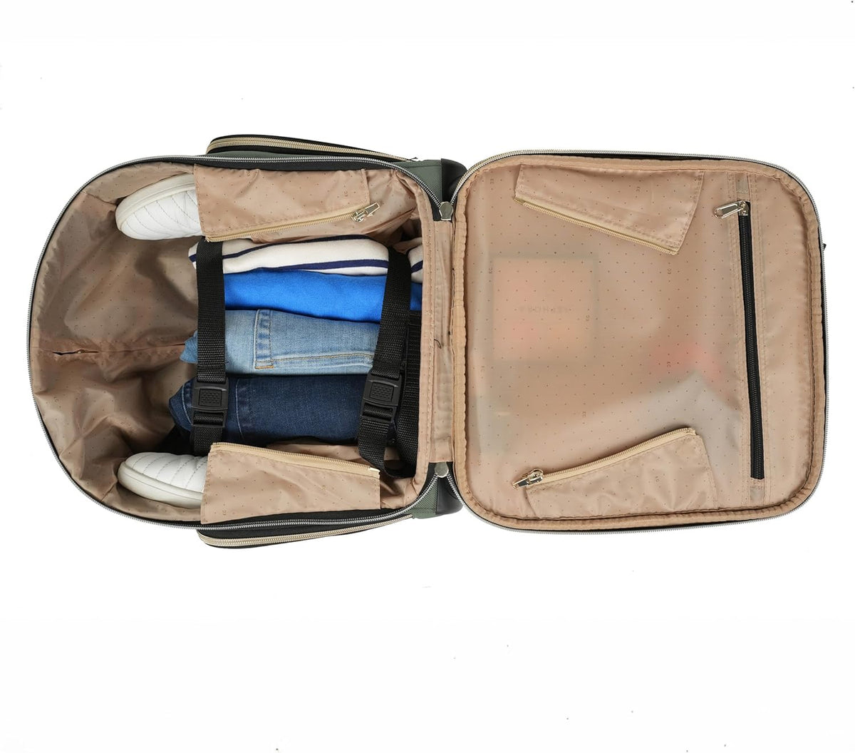REACTION Chelsea Chevron Quilted Luggage, Black, Underseater, 17-Inch Carry On