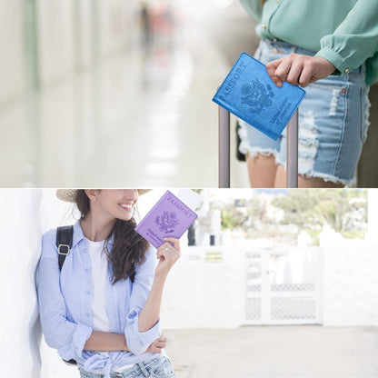 Eoehro Passport Holder for Travel Essentials-2Pack, Passport Wallet Cover Case for Travel Must Haves Accessories,Passport Book Holders for Women and Men