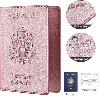Eoehro Passport Holder for Travel Essentials-2Pack, Passport Wallet Cover Case for Travel Must Haves Accessories,Passport Book Holders for Women and Men