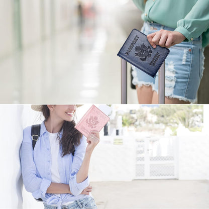 Eoehro Passport Holder for Travel Essentials-2Pack, Passport Wallet Cover Case for Travel Must Haves Accessories,Passport Book Holders for Women and Men