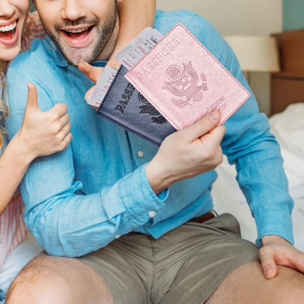 Eoehro Passport Holder for Travel Essentials-2Pack, Passport Wallet Cover Case for Travel Must Haves Accessories,Passport Book Holders for Women and Men